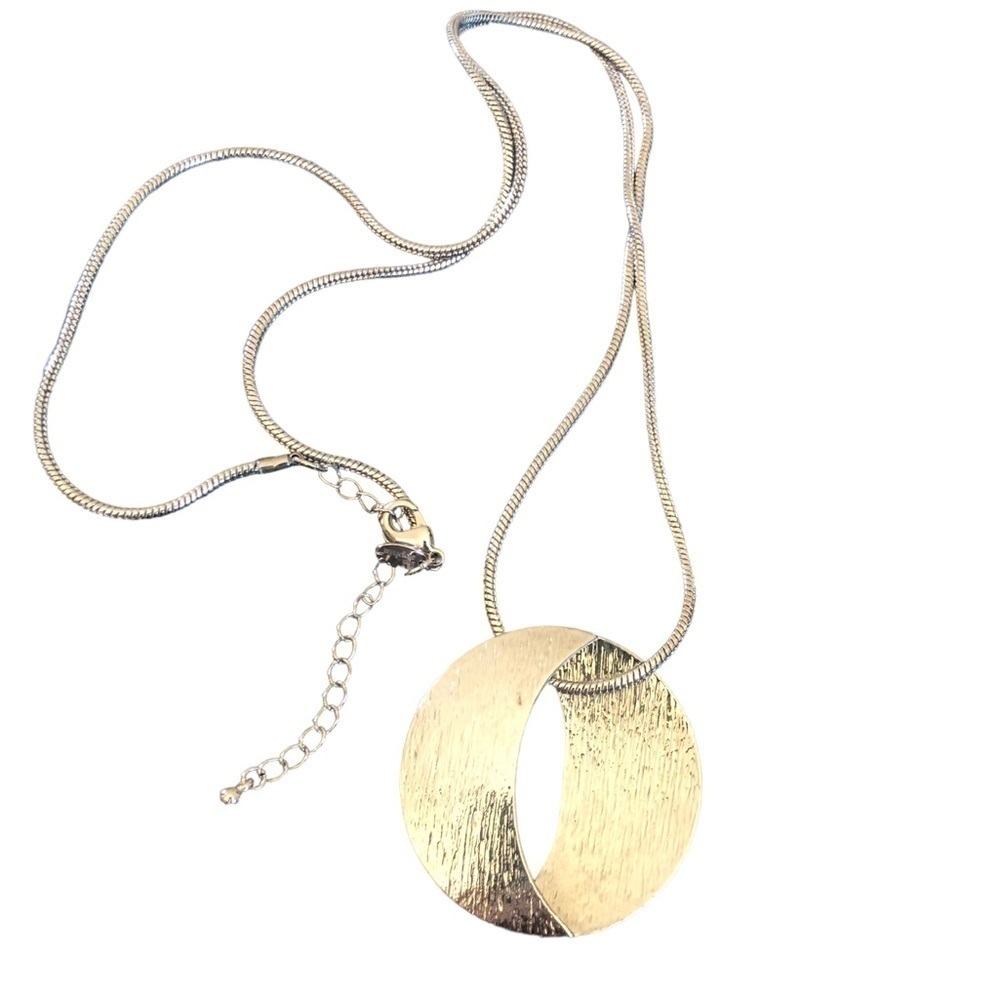Lia Sophia Silver Two Round Disk Necklace Silver Chain 17.5”